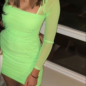 Pretty Little Thing Neon green mesh mini dress